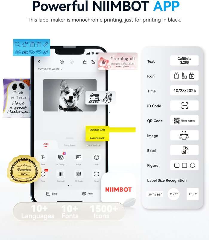 NIIMBOT B1 - Portable Thermal Label Printer - For Office & Small Biz