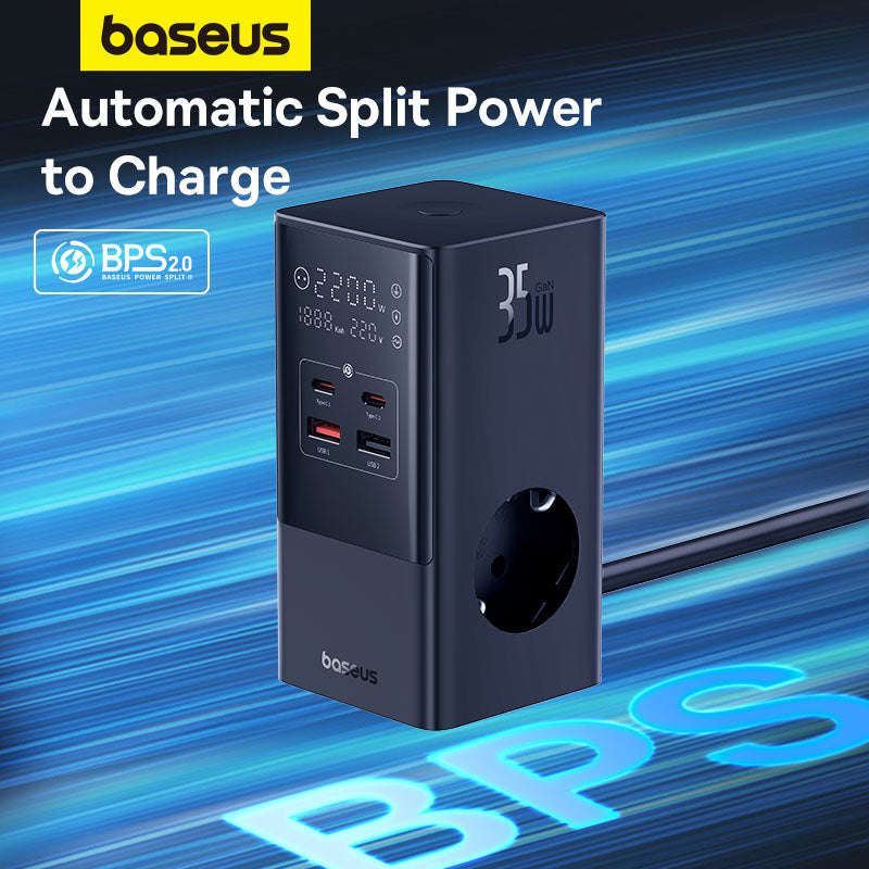 Baseus PowerCombo Tower - 35W (3AC+2U+2C) Power Strip - For Office & Home