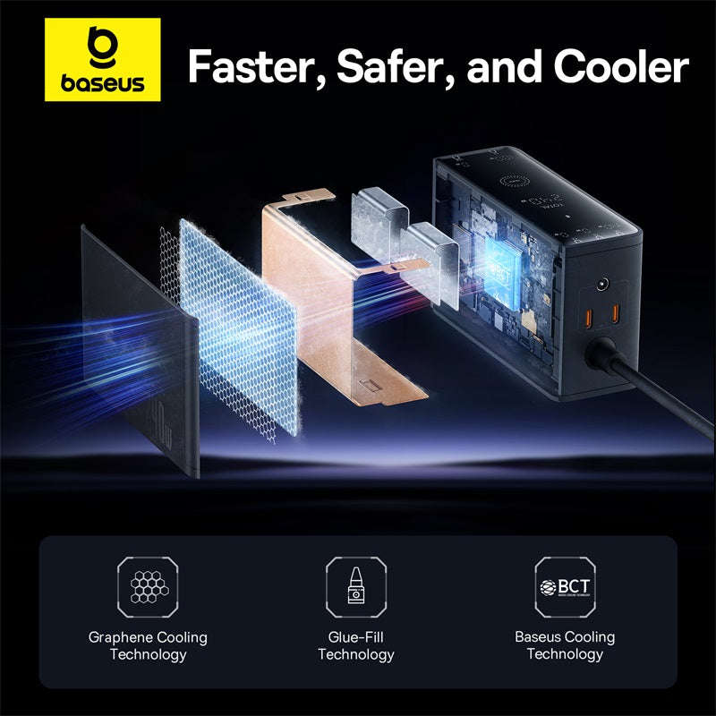 Baseus Digital GaN Intelligent Desktop Fast Charger 3C+U+DC 240W EU Cluster Black (With:DC-DC Cha...