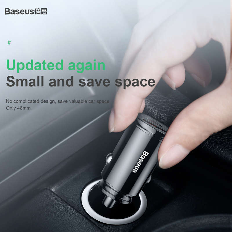 Baseus Circular Plastic Series 30W USB and Type C 30W PPS Car Charger Black