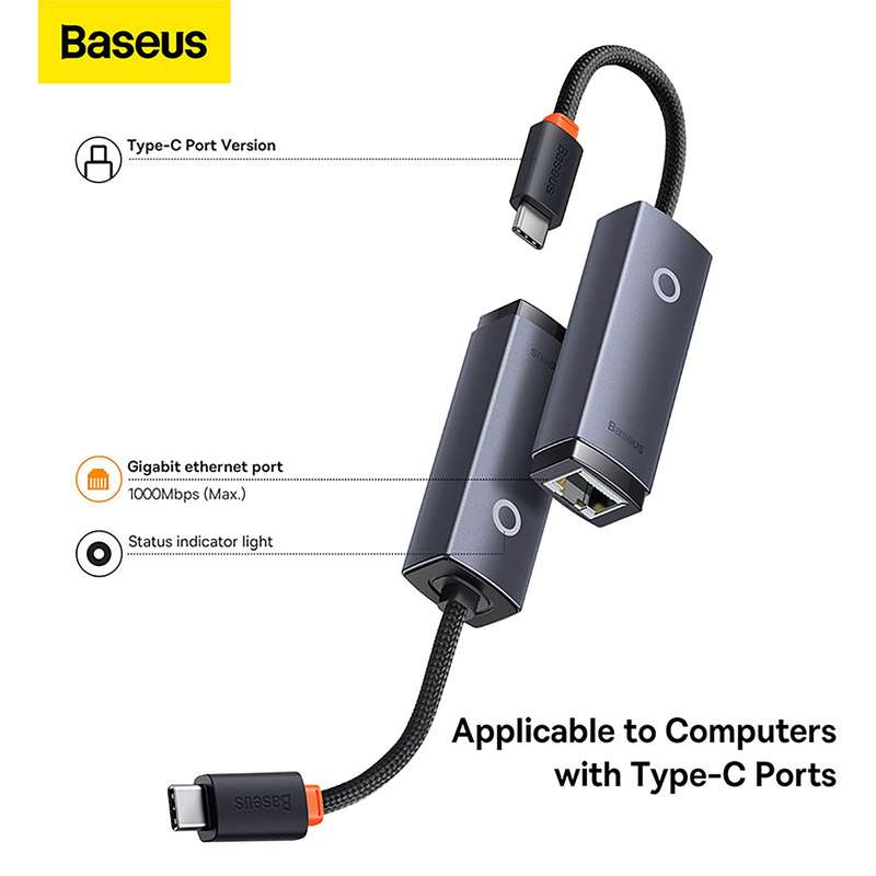 Baseus Lite Series Ethernet Adapter Type-C to RJ45 LAN Port