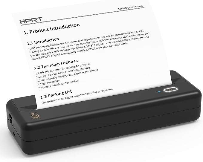 HPRT MT810 - Portable Printer With A Roll of Thermal Paper - Office/Home