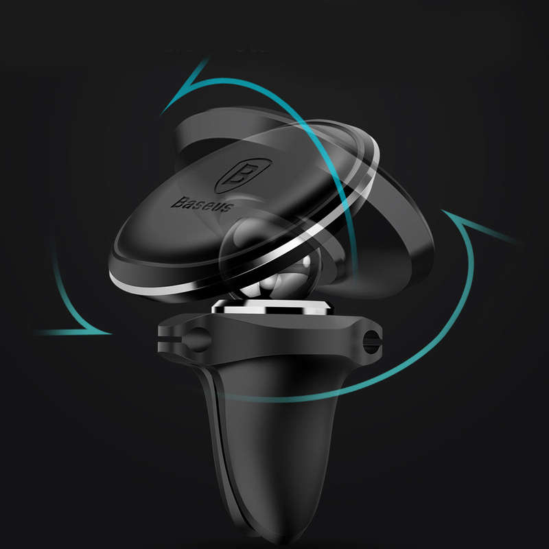 Baseus Magnetic Air Vent Car Mount Holder with Cable Clip Black
