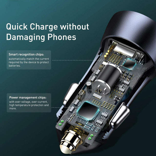 Baseus Golden Contactor Pro 40W Dual Fast Car Charger & Cable
