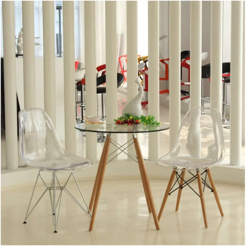 Multi-Functional Transparent Acrylic Dining Chair with Wood Legs A304C