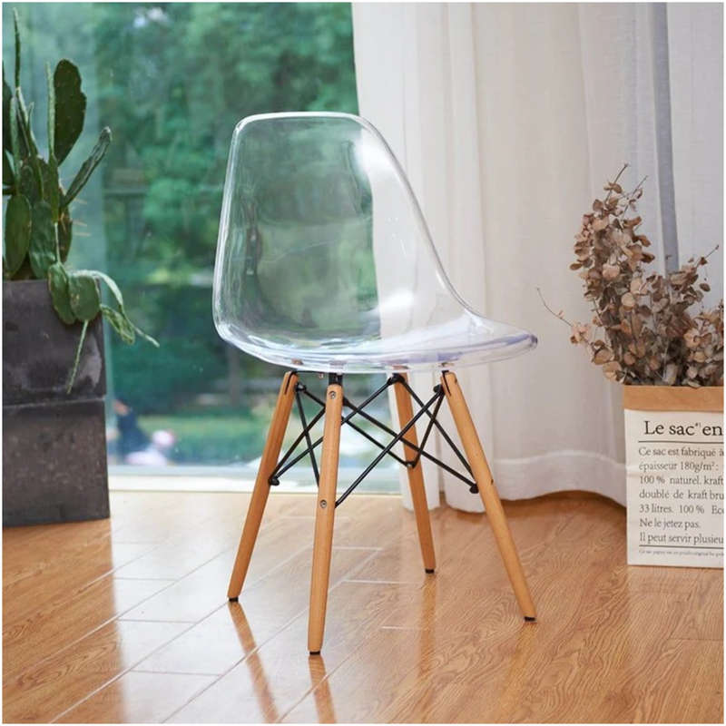 Multi-Functional Transparent Acrylic Dining Chair with Wood Legs A304C
