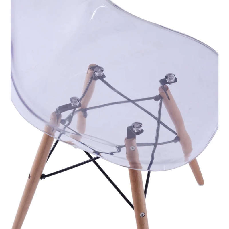 Multi-Functional Transparent Acrylic Dining Chair with Wood Legs A304C