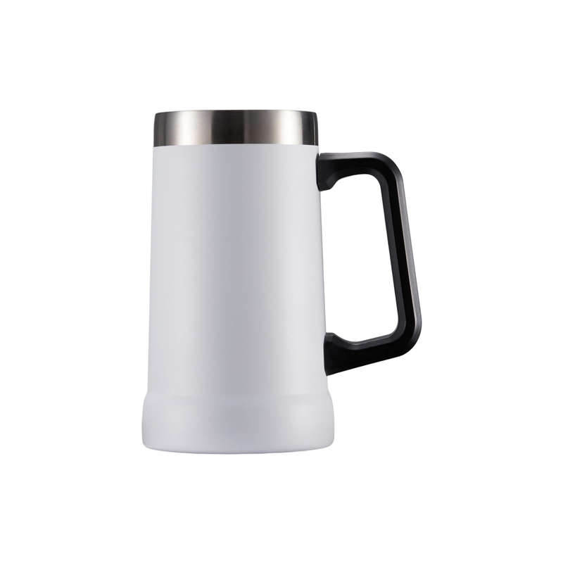 750ml Double Layer Vacuum Stainless Steel Beer Mug with Handle AO-78105 WHITE
