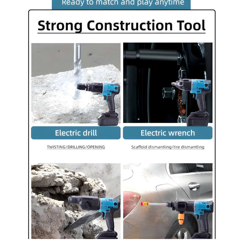 6-in-1 Cordless Multi-Head Power Tool Attachment with 2 48V Batteries XF63