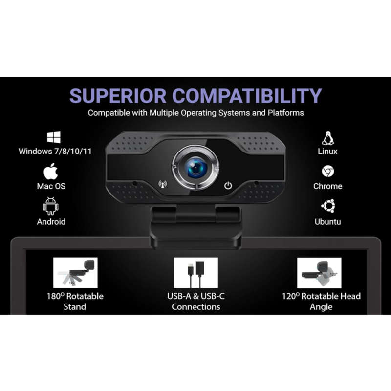 Full HD 1080P Webcam with Microphone  Ideal for Zoom, Skype & Online Calls AB-SX22