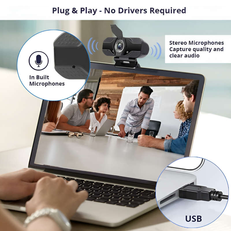 Full HD 1080P Webcam with Microphone  Ideal for Zoom, Skype & Online Calls AB-SX22