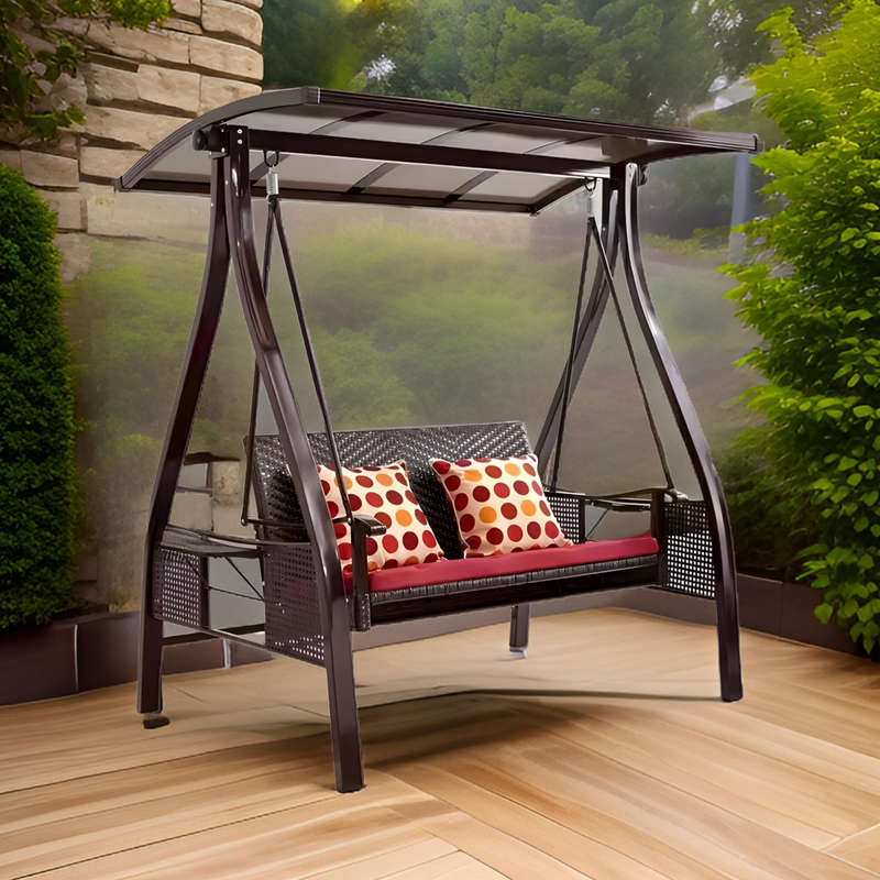 2-Seater Outdoor Patio Swing Chair with Adjustable Canopy