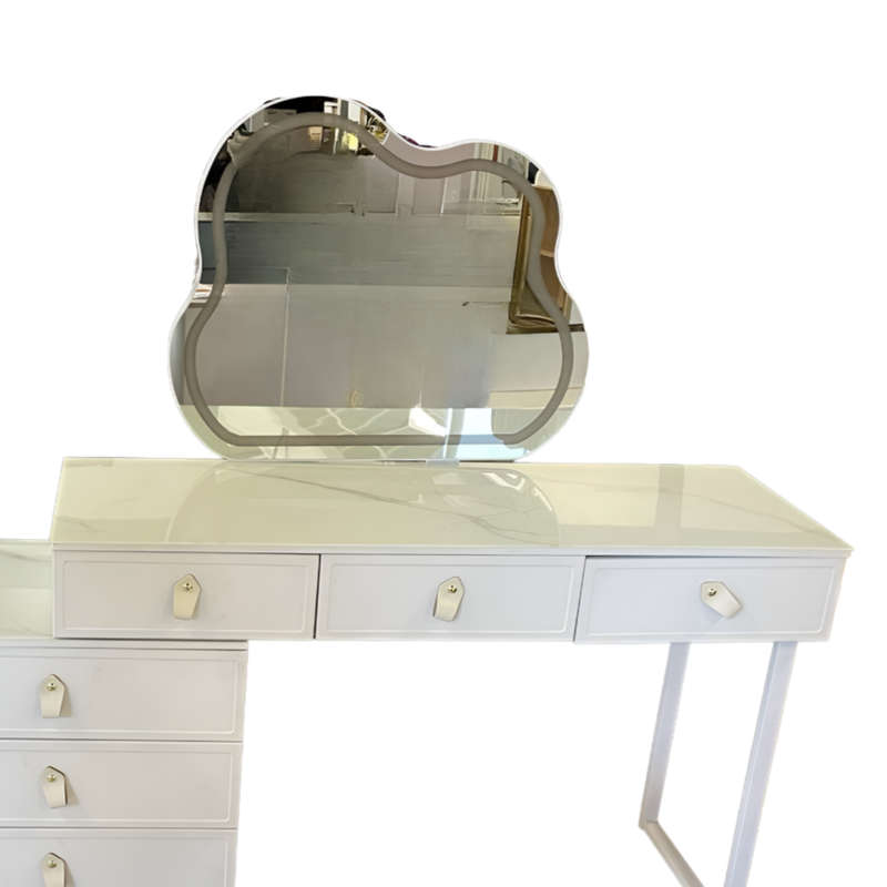 Modern Dressing Table With 9-Drawers, LED Mirror and Ottoman 241