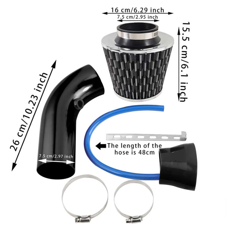 Universal Cold Air Intake Induction Pipe Hose With Filter Kit SY-LQQ0114A SILVER