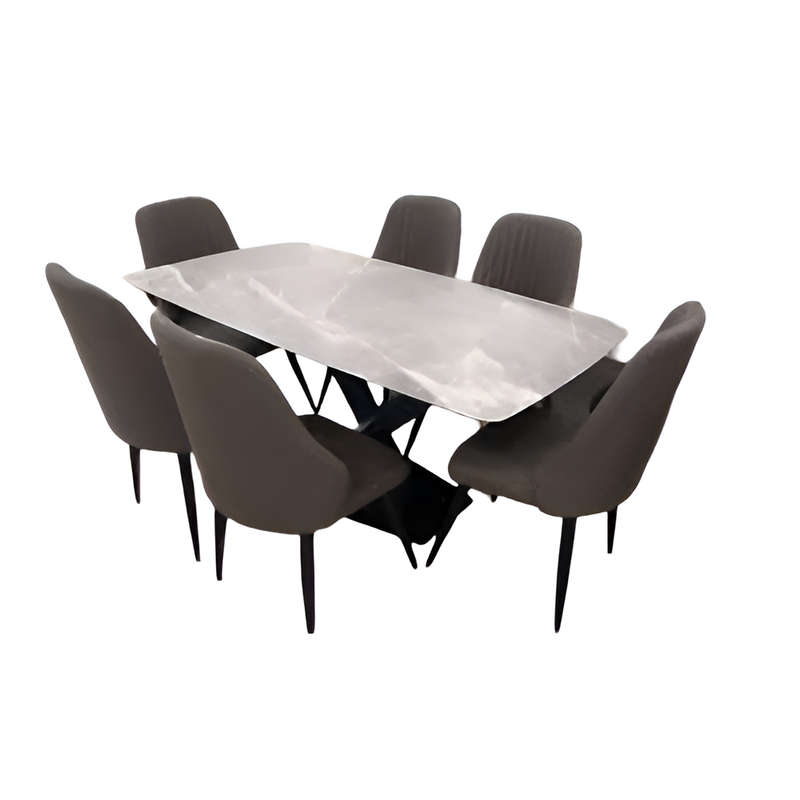 7-Piece Sintered Stone Luxury Dining Table Set
