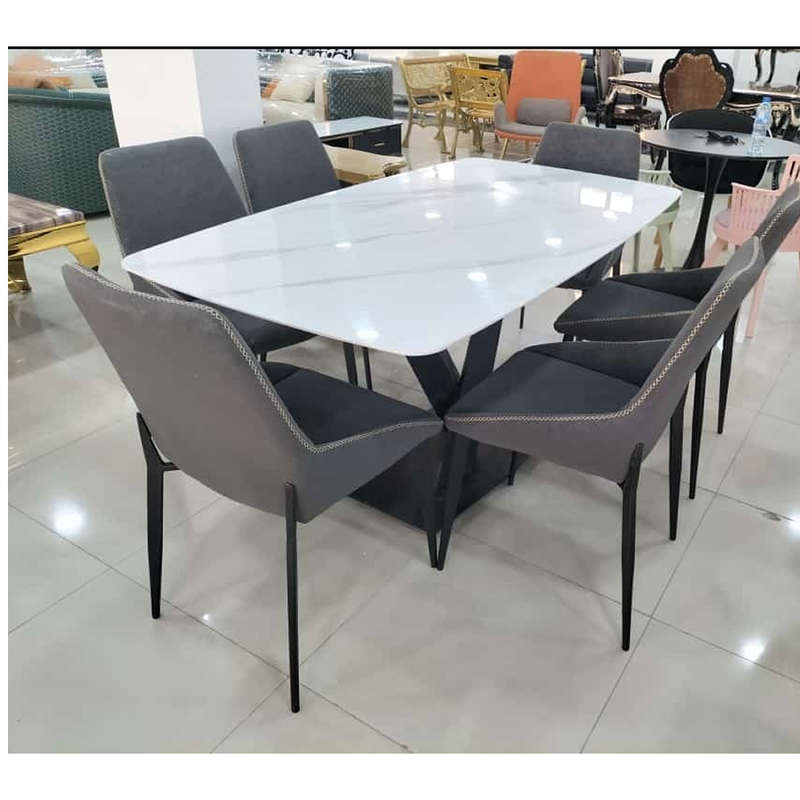 7-Piece Sintered Stone Luxury Dining Table Set