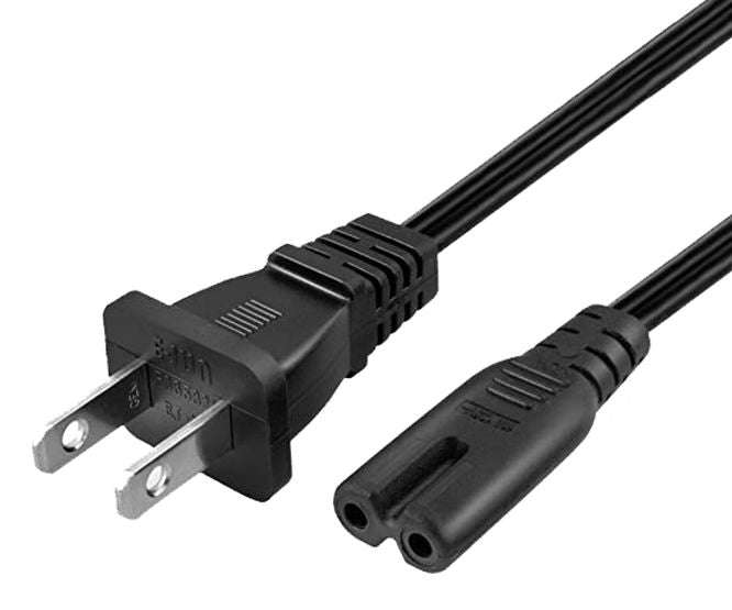 2pin flat mains plug to socket lead 0.75 1.5m black 24---
