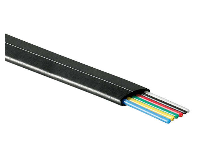 Flat flex telephone cable 6c black - 100m/reel cabmawg26-6b