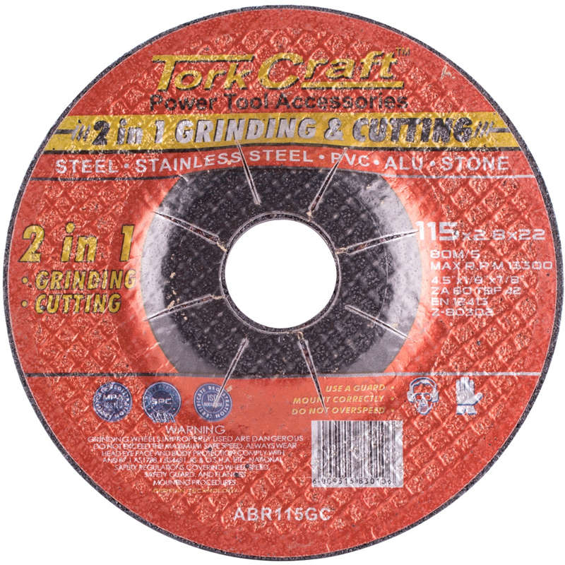 2 in 1 grinding & cutting disc 115mm x 2.8 x 0.22 steel/ss/pva/alu/sto