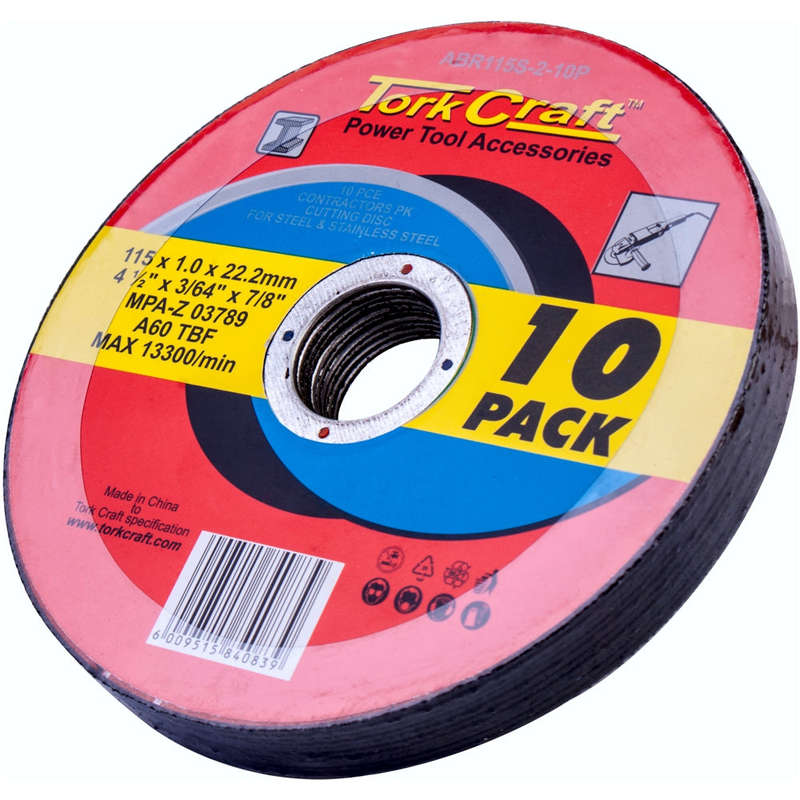 Cutting disc steel & ss 115 x 1.0 x 22.2 mm 10 pack
