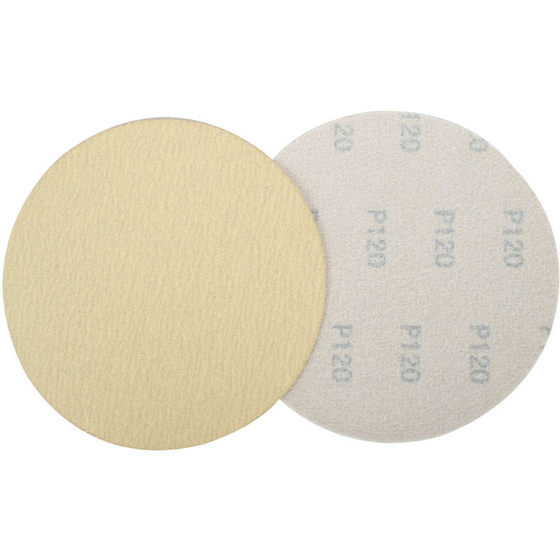 Gold disc (50 pieces) 120 grit 150mm without hole hook and loop