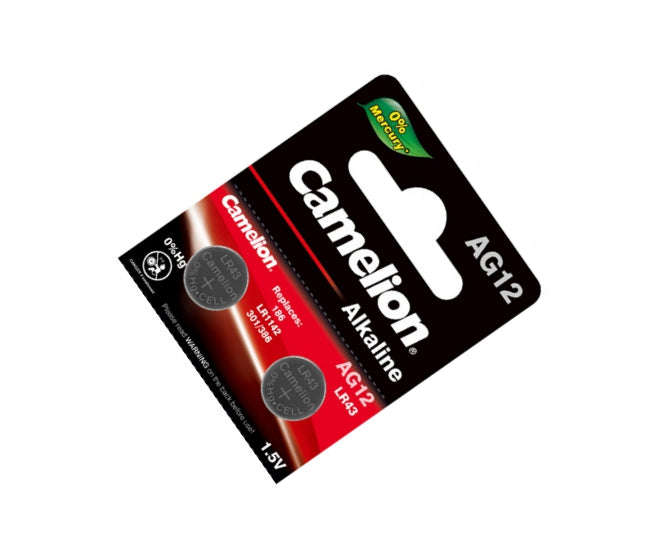 Alkaline button cell 1.5v 113mah 2/pack ag12-bp2  *dbk*