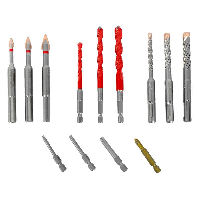 Drill-screwset kit 13 13 pcs c prot,multi 6-kant,sds-plus force x4 bit