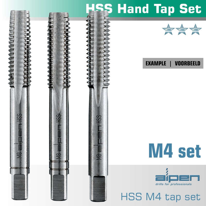 Hand tap set in pouch m4 hss 0.7mm pitch