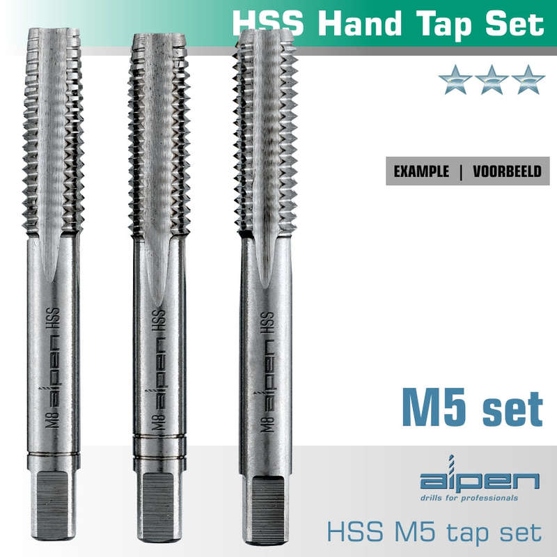 Hand tap set in pouch m5 hss 0.8mm pitch