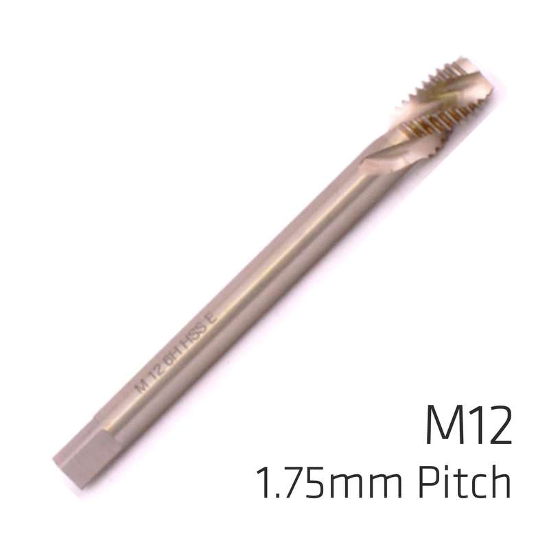 Machine tap cobalt 12mm spiral fluted in pouch 1.75mm pitch