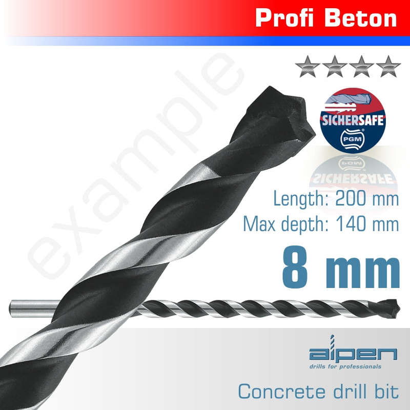 Concrete 8.0 x 200mm profi beton drill bit masonry
