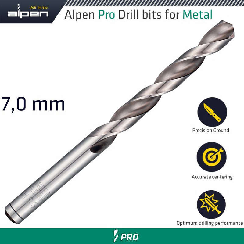 Alpen pro hss drill din 338 rn 135  with split point 7.0mm bulk