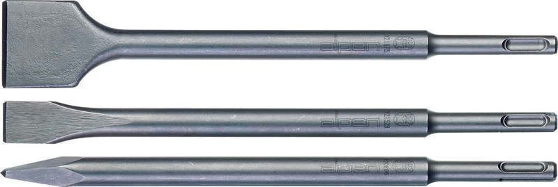 Sds chisel set plastic tube point x250mm flat 20x250 flat 40x250