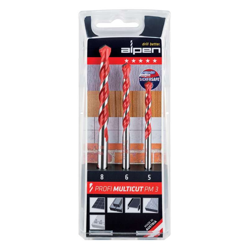 Alpen multicut drill bit set 3 piece 5.6.8 mm
