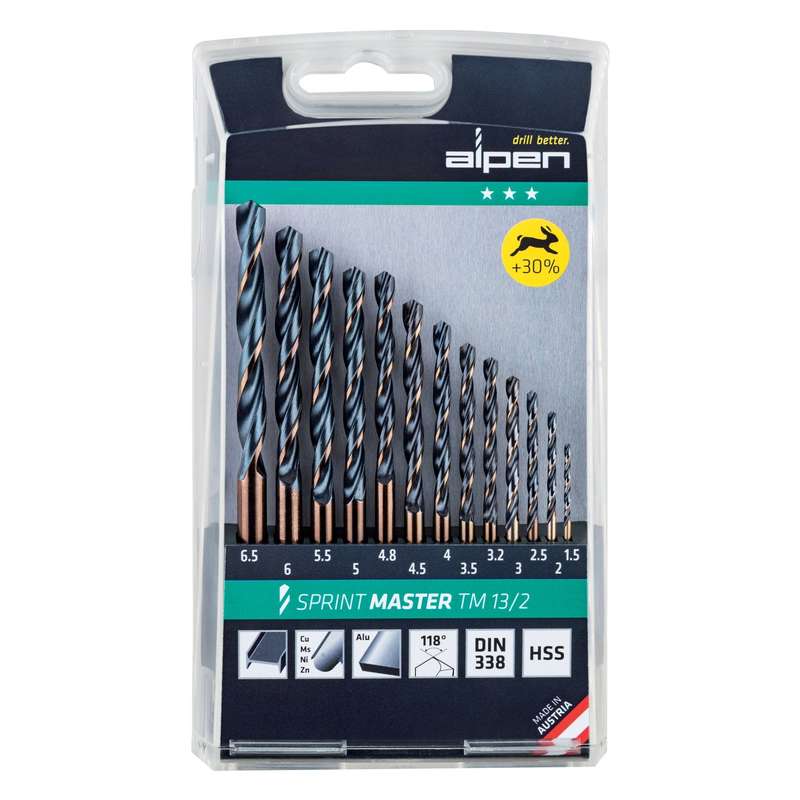 Hss sprint drill bit set 13 piece  1.5-6.5 3.2+4.8
