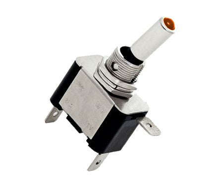 Toggle switch spst iluminated red 12v led 20a - debulk asw-07d-rd