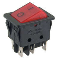 Rocker switch dpdt 29x22mm red ilummi b127b-rd
