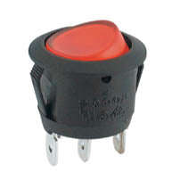 Round rocker switch 240vac 6a red spst illuminated b1294-rd *a*