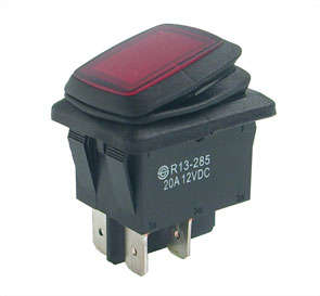 Rocker switch 12v ill-rd led dpst 6.3mmterm on-off r13-285-rd 12vdc