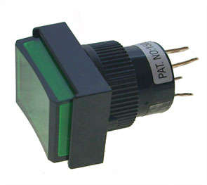 Push switch n.o 15mm ill green b18571b-gr square