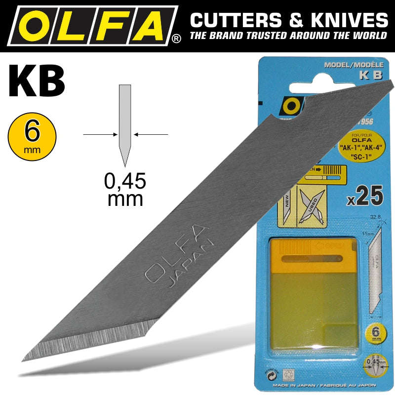 Olfa blades kb 25/pack 6mm
