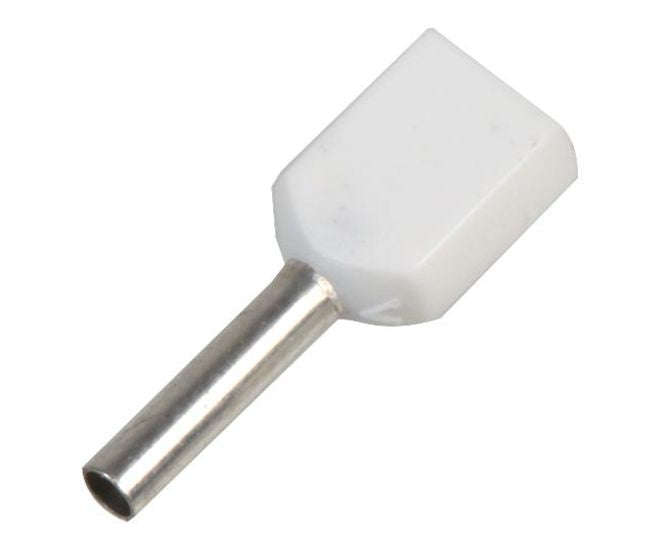 Boot lace ferrule twin entry white 0.5mm te0508wt