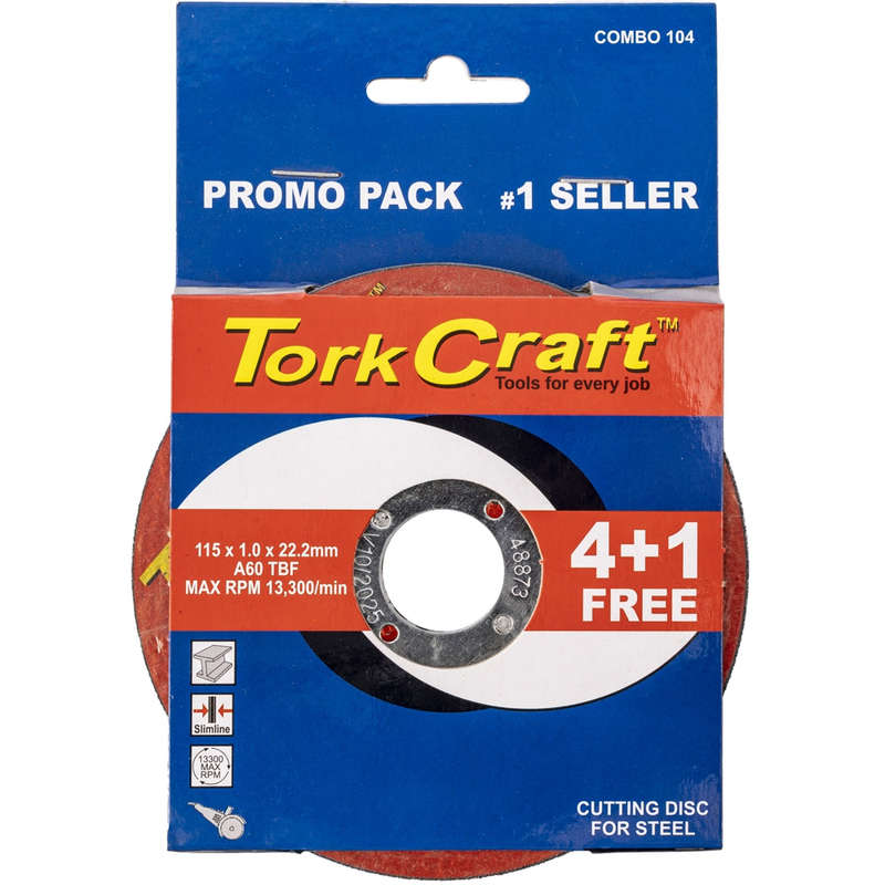 4 + 1 free cutting disc steel 115 x 1.0 x 22.2mm