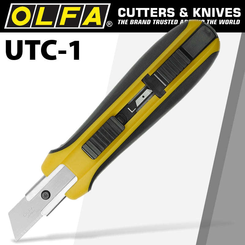 Olfa utility knife with solid blade heavy duty non slip grip