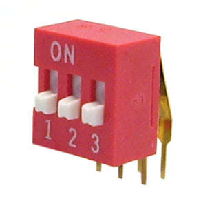 Dip switch 3w on-off r/a red nda-03v