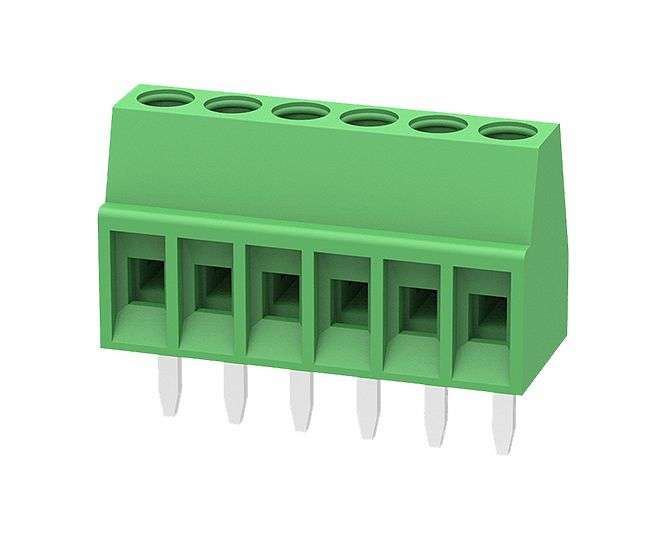 Screw pcb terminal block str 6w p=2.54 green dg308-2.54-06p-14-00a(h)
