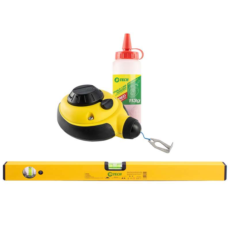 Spirit level 600mm & 30m chalk line h/duty dtsl0060b/dtcl030
