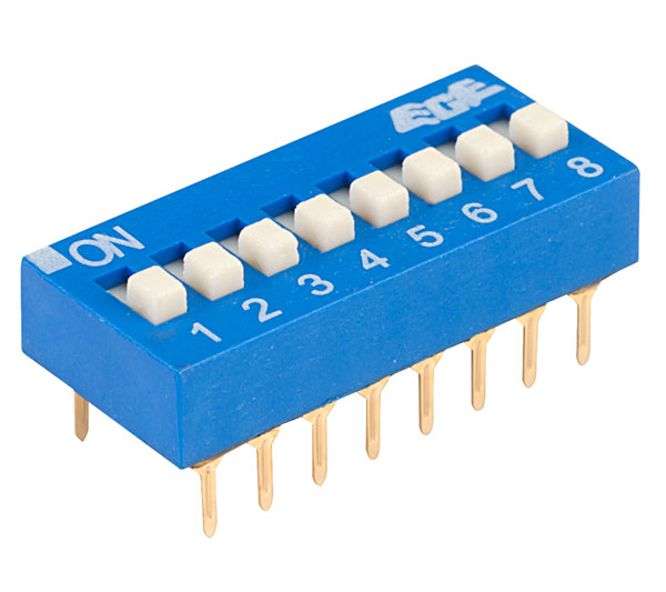 Dip switch std 8pole 100ma 7.62mm edg108s