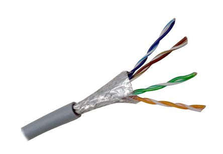 Cat6 ftp ethernet cable cca 8c solid grey - debulk h726ftps-gy