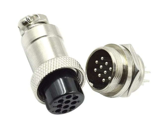 M16 10p mini-mic-plug and socket connector set gx16-a-10ps